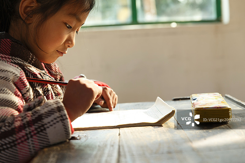 乡村小学里的小学女生图片素材