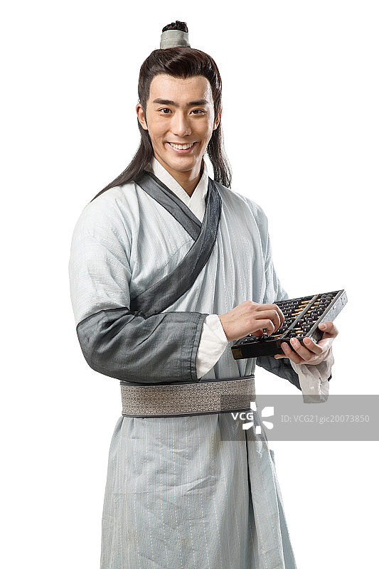 书生拿着算盘图片素材