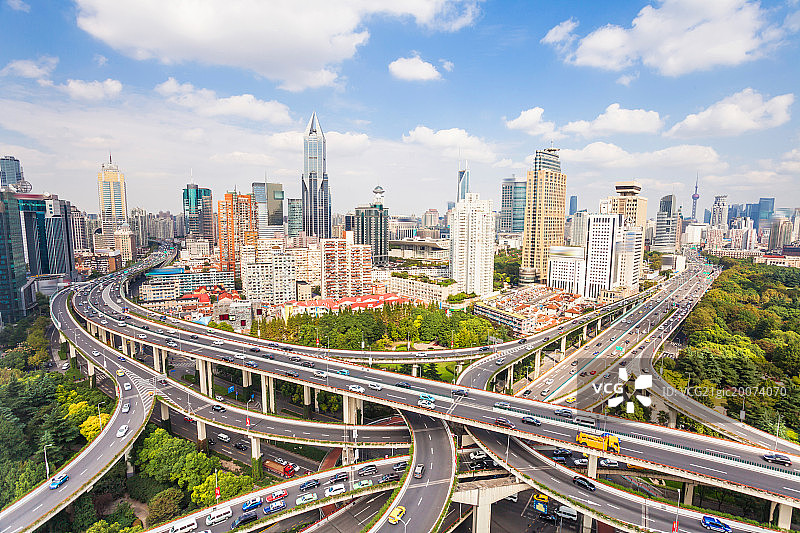 上海延安路立交桥建筑风光图片素材