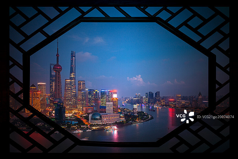 上海城市建筑夜景图片素材