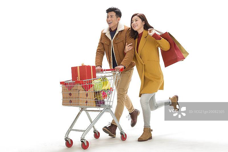 快乐情侣购物图片素材