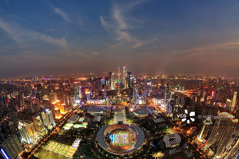 广东省广州天河体育中心建筑夜景图片素材