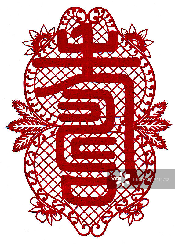 红色剪纸，汉字图片素材