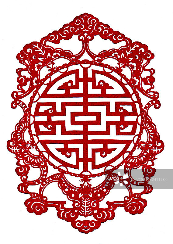 红色剪纸，汉字图片素材