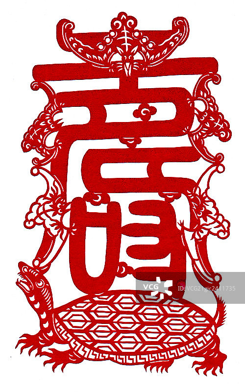 红色剪纸，汉字图片素材