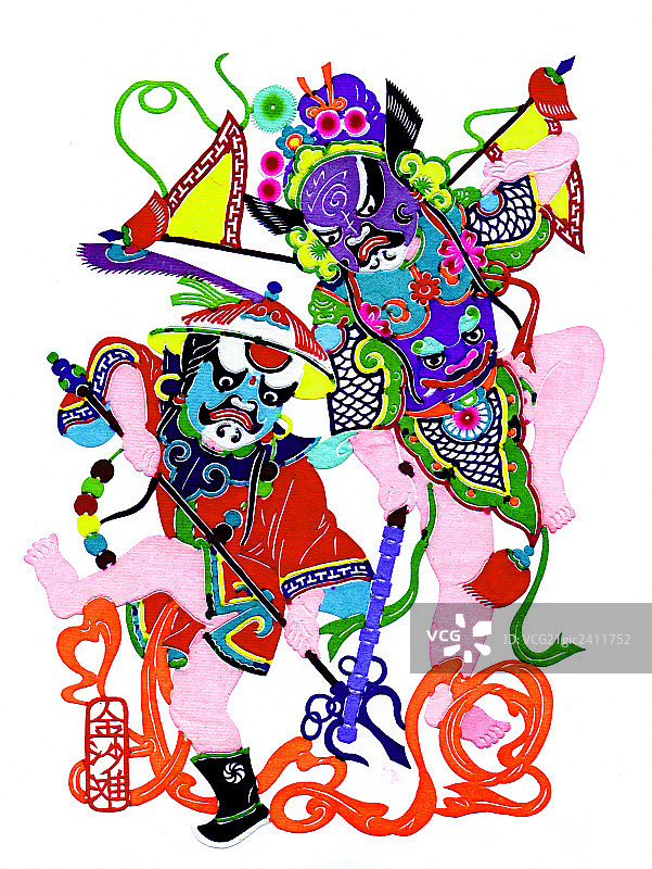 彩色剪纸，金沙滩图片素材