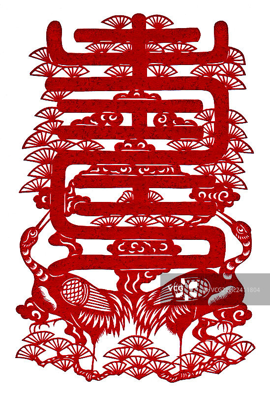 红色剪纸，汉字图片素材