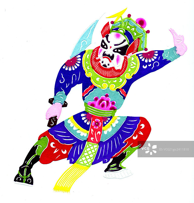 彩色剪纸，京剧人物图片素材