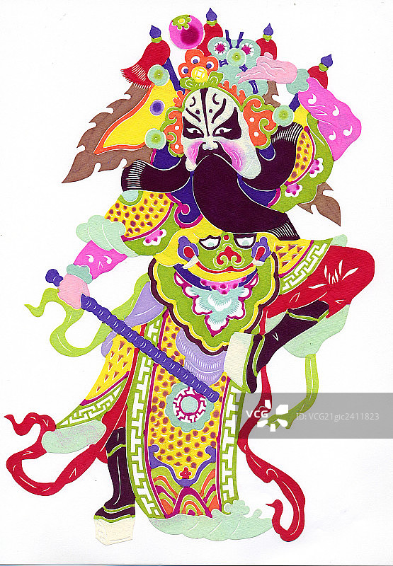 彩色剪纸，京剧人物图片素材