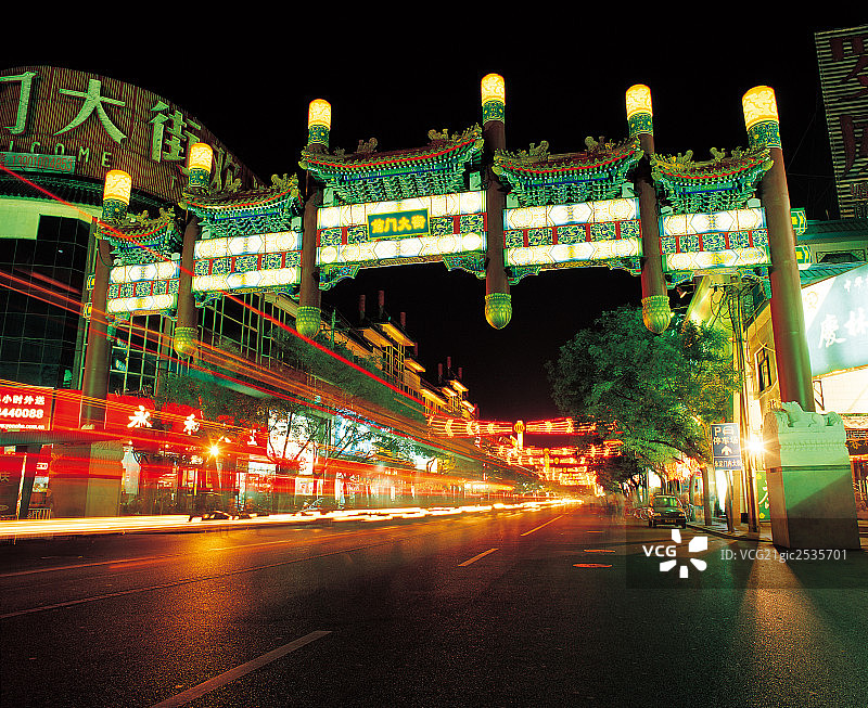 前门大街夜景，北京图片素材
