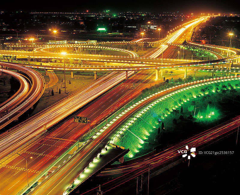 四惠立交桥夜景，北京图片素材