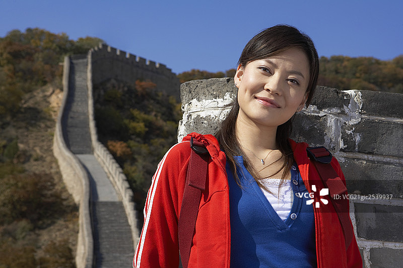开心的长城之行图片素材
