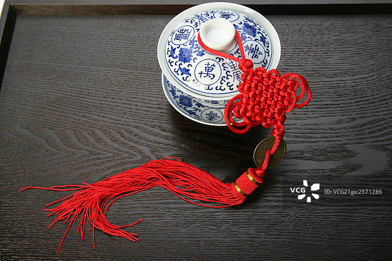 茶杯,中国结图片素材