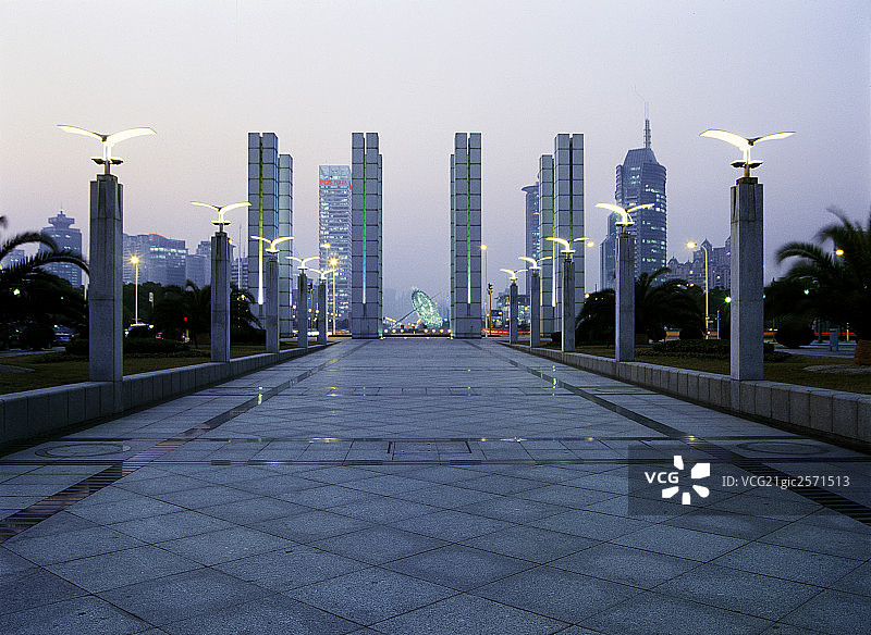 上海浦东世纪广场城市建筑夜景图片素材