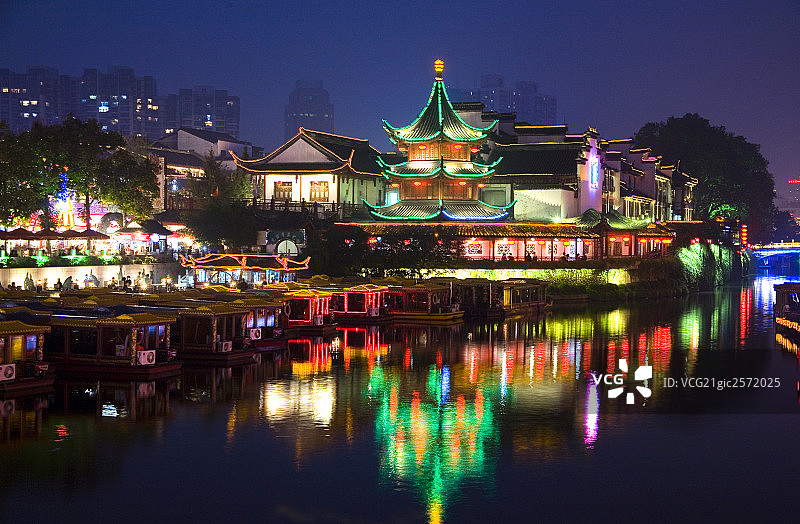 南京秦淮河夜景图片素材