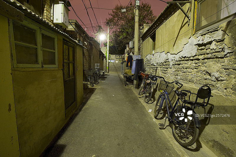 北京胡同夜景图片素材