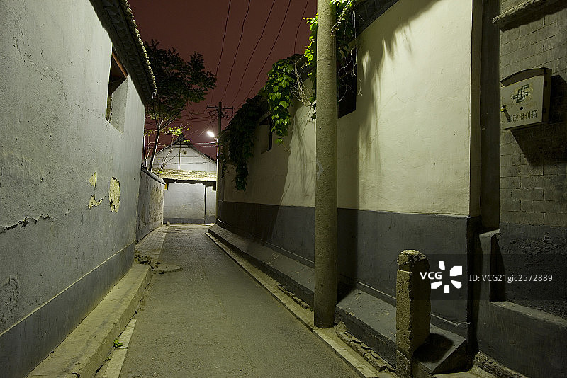 北京胡同夜景图片素材
