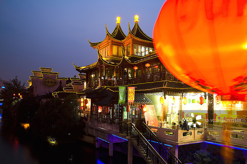 南京秦淮河夜景图片素材