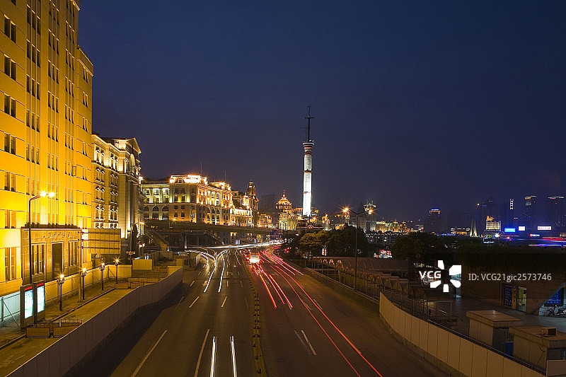 夜景的上海外滩图片素材