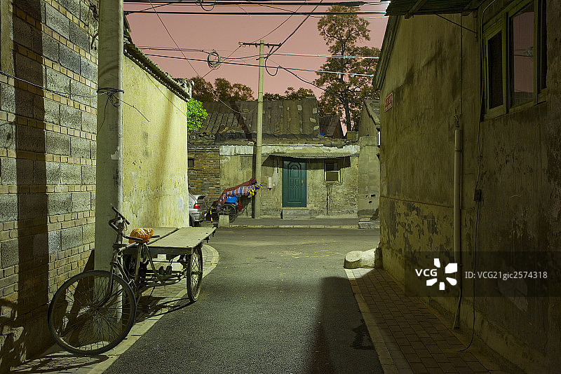 北京胡同夜景图片素材