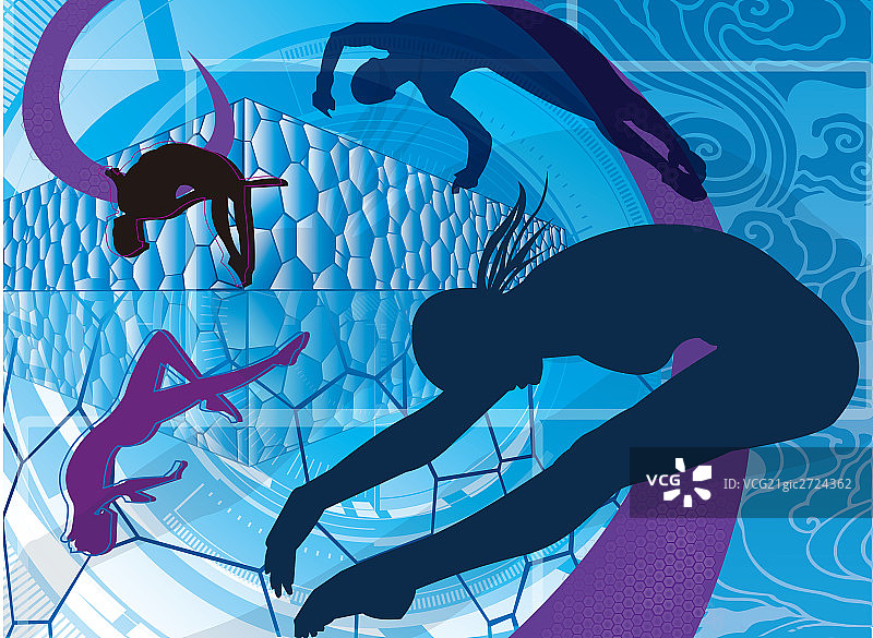 跳水运动插画图片素材