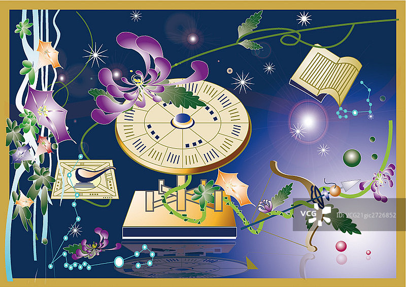 手绘中国元素四大发明图片素材