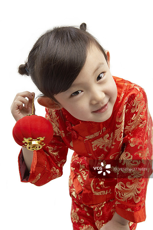 新年小女孩与小灯笼图片素材