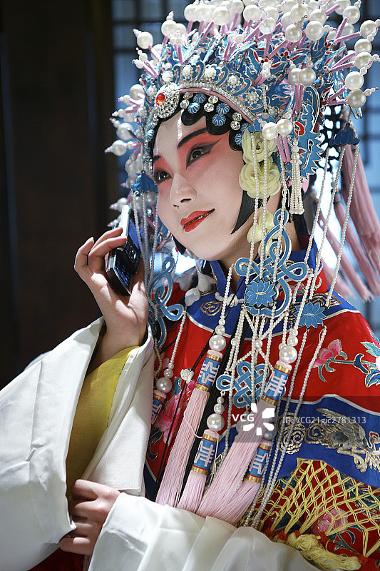 贵妃打电话图片素材