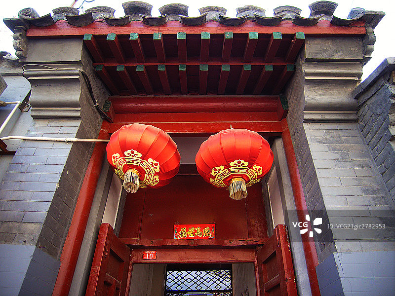 中国,北京,胡同,灯笼图片素材