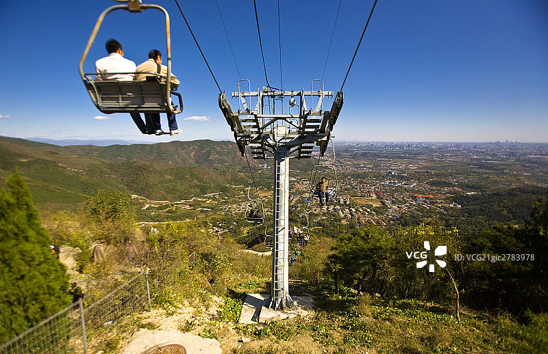 北京香山上的缆车图片素材