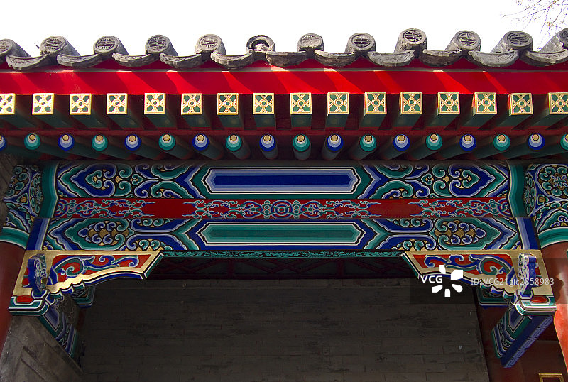 北京牛街清真寺梁木特写图片素材