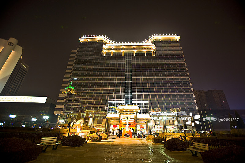 北京,光华长安大厦,夜景图片素材