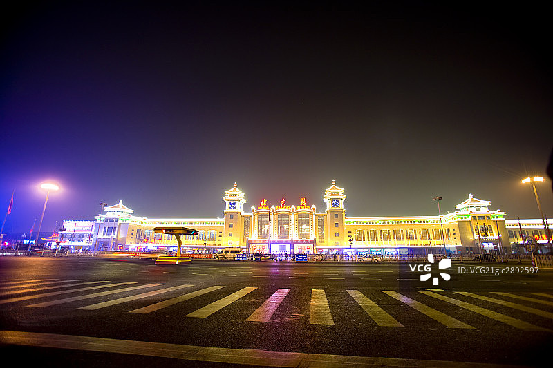 北京站,夜景图片素材