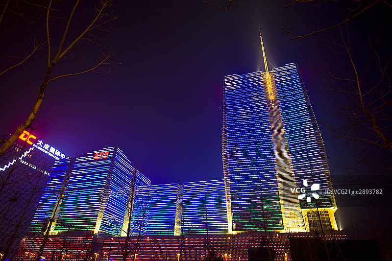 中国,北京,春节CBD街头夜景图片素材