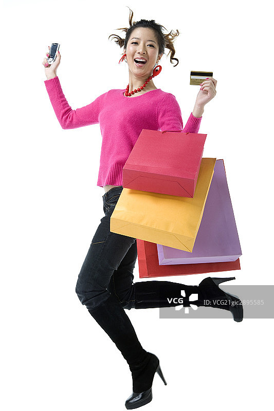 年轻女子购物图片素材