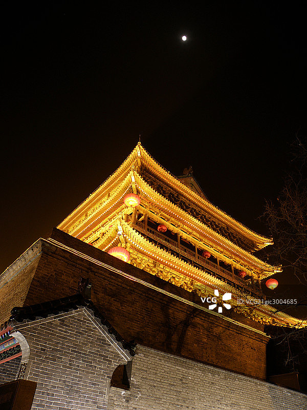 慈恩寺大雁塔,鼓楼,夜景图片素材