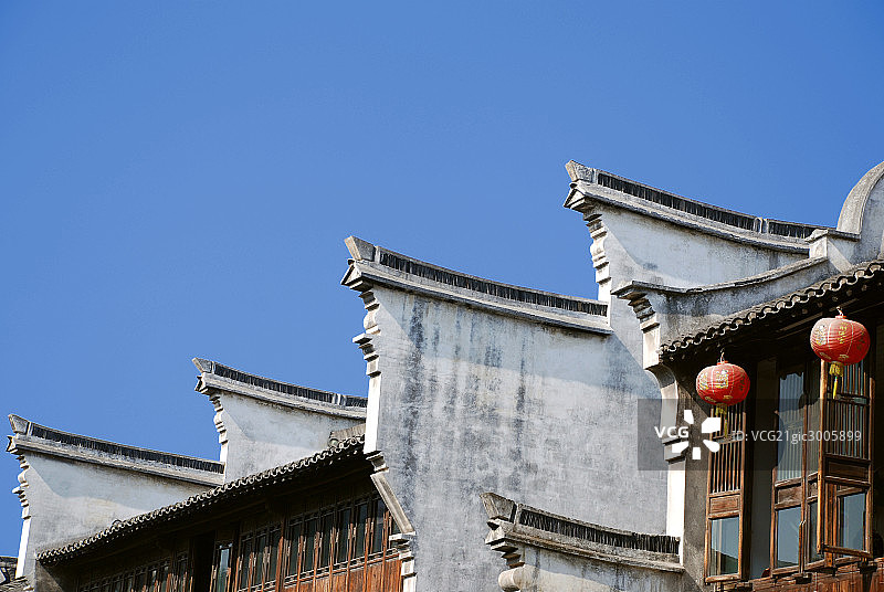 中国,浙江乌镇房屋檐尖图片素材