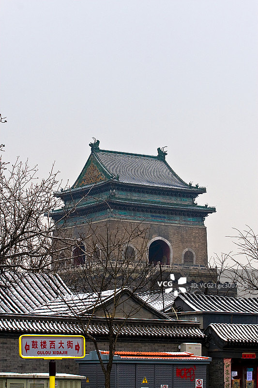 冬季的北京鼓楼雪景图片素材