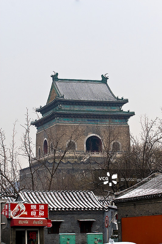 冬季的北京鼓楼雪景图片素材