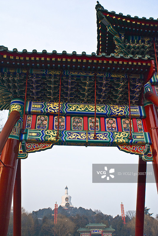 北海公园,牌楼,白塔图片素材