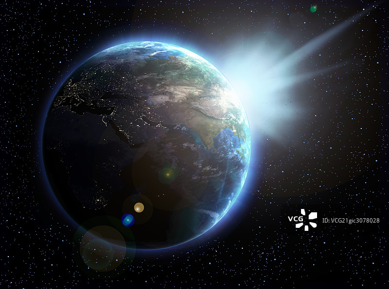 插画地球太阳星空图片素材