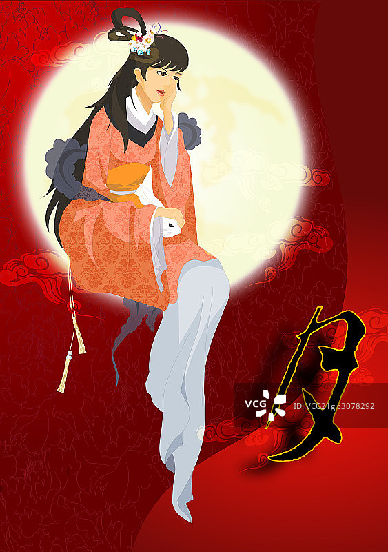 插画嫦娥图片素材