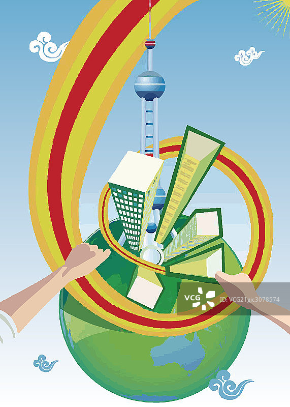 上海世界博览会插画图片素材