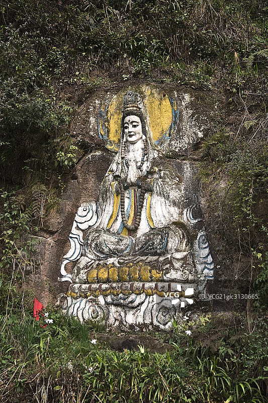 中国四川青城山观音壁画图片素材