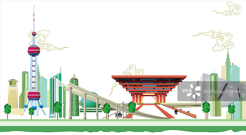 上海世界博览会插画图片素材