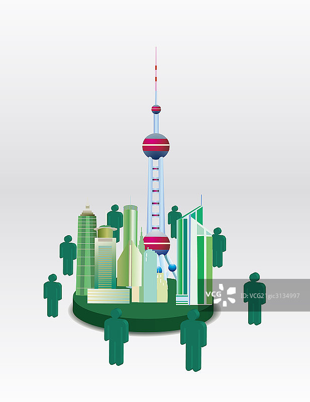 上海城市建筑插画图片素材