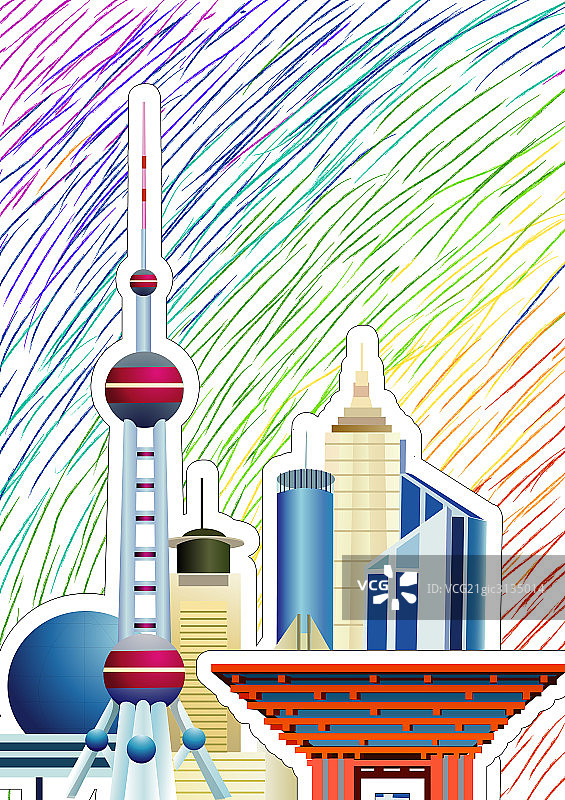 上海世界博览会建筑及城市建筑插画图片素材