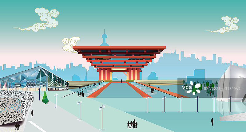 上海世界博览会插画图片素材