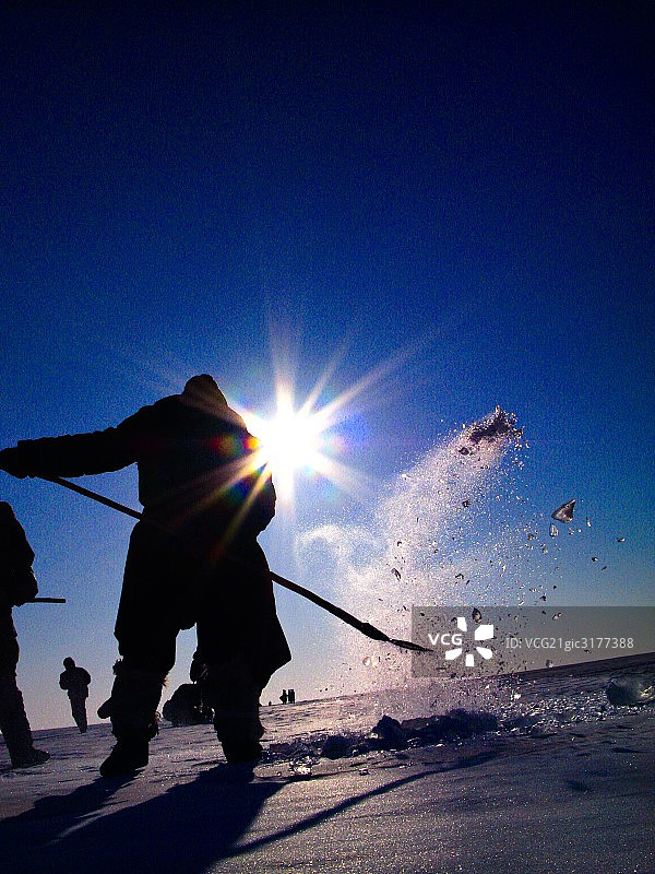 吉林省查干湖捕鱼图片素材