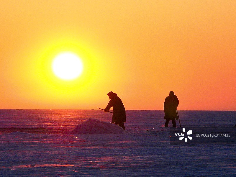吉林省查干湖捕鱼图片素材